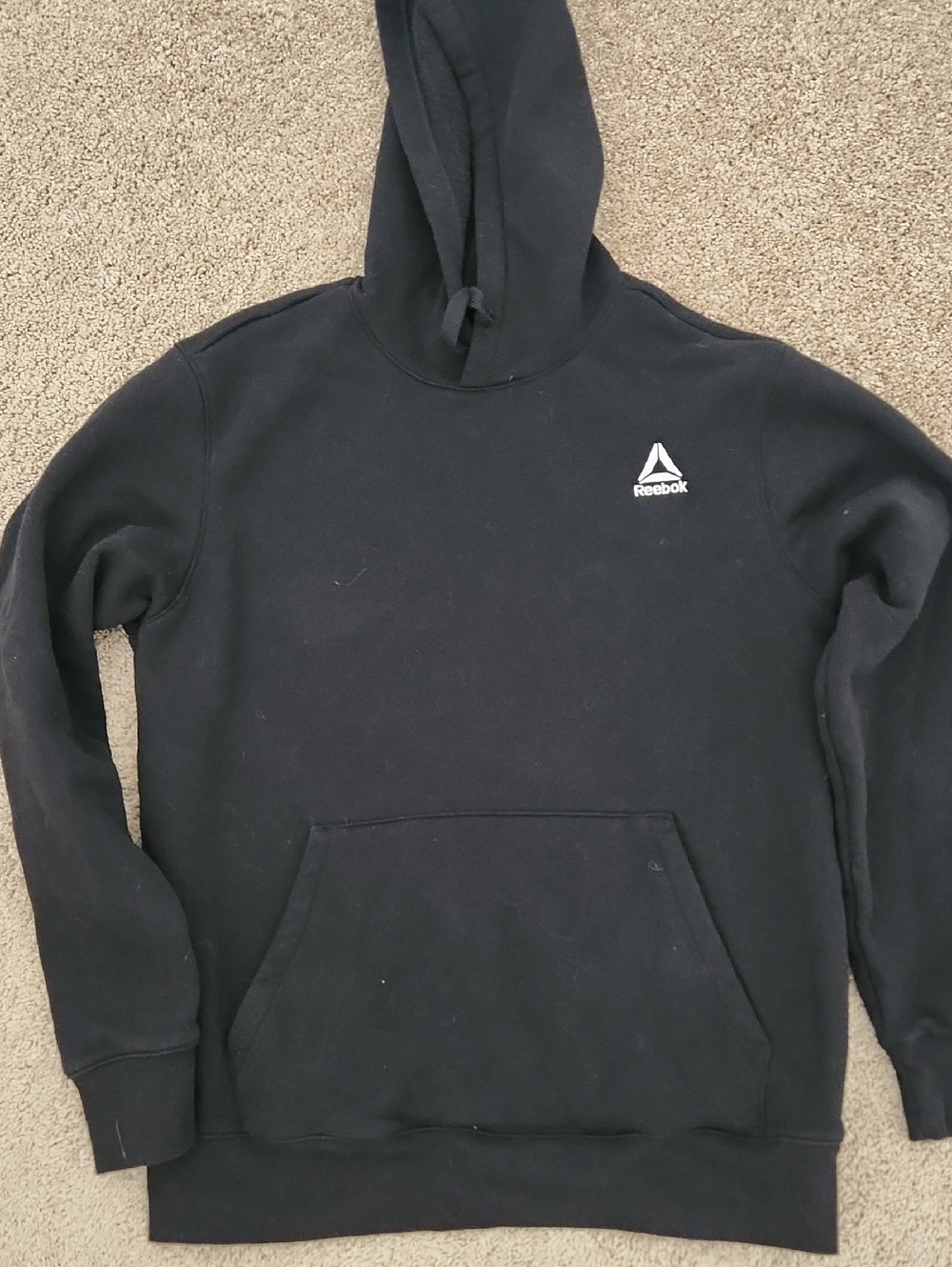 Reebok Black Pullover Hoodie with White Logo